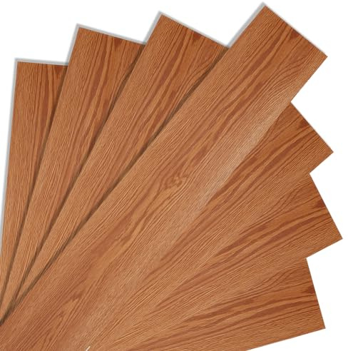 Peviasot PVC-golvbeläggning självhäftande, 91,5 cm x 15,2 cm tjocklek 1,5 mm vinylgolv, självhäftande vinylkakel 3 m²/21 kakel golvplattor halkfria, vattentäta skärbara (varmbrun)