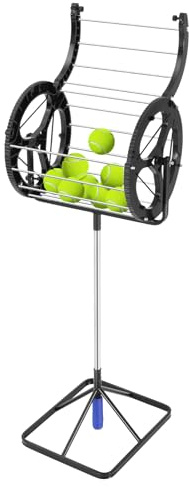 WsrrLun Tennis Ball Picker, 80-Ball Professional Tennis Ball Hopper, Automatic Collector Basket for Storage & Quick Pickup, 36-41in Height Adjustable