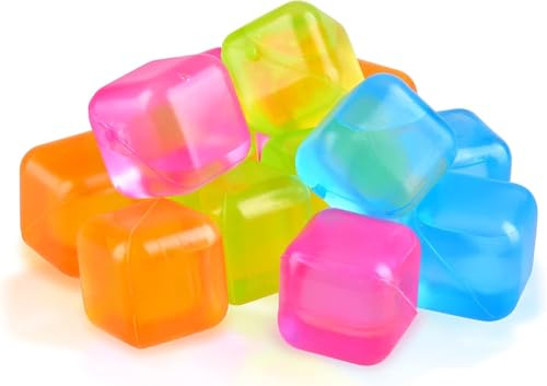 Cubetti di ghiaccio riutilizzabili in plastica – Confezione da 20 colori assortiti | Senza BPA, non diluisce le bevande | Ecologici e riutilizzabili per Whisky, cocktail, bibite e altro (colori)