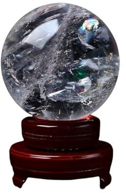 JYARZ Sfera di Cristallo Palla di Vetro Sfera di Cristallo con Supporto in Legno for Lensball Fotografia Famiglia Decorativa Fortuna Feng Shui Sfera di Cristallo per Fotografia(11cm)
