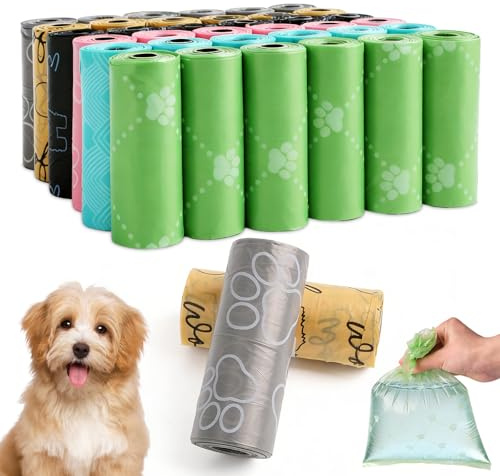 570 Pezzi Sacchetti Cane Cacca, 6 Colori, Sacchetti Cane per Passeggiate all'Aperto, Resistenti Facile da Strappare, Prevenzione delle Perdite, per Cani di Tutte le Taglie (38 Rotoli, 15 per Rotolo)