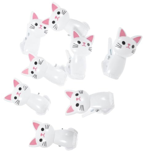 Healeved Lot de 8 Pinces à Sachets de Chat Blanches Clips de Fermeture Réutilisables pour Paquet Alimentaires Clips Pratiques pour Paquet de Chips et Conservation Fraîcheur Multi-Usages