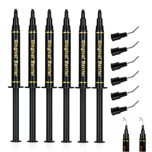 Teeth Gum Protection Gel, 6PCS*1.5ML Gingival Protection Gel, Provides a Protective Gingival Barrier for Teeth Whitening, Gentle Gum Gel with 6 Precision Metal Tips