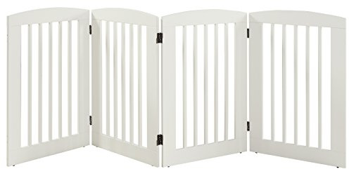 BarkWood Freestanding Wood Pet Gate - 4 Panel Expansion - Large - 36H - White Finish