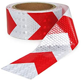 RAMROXX Signalband Markierungsband Absperrband selbstklebend reflektierend rot weiß 60m