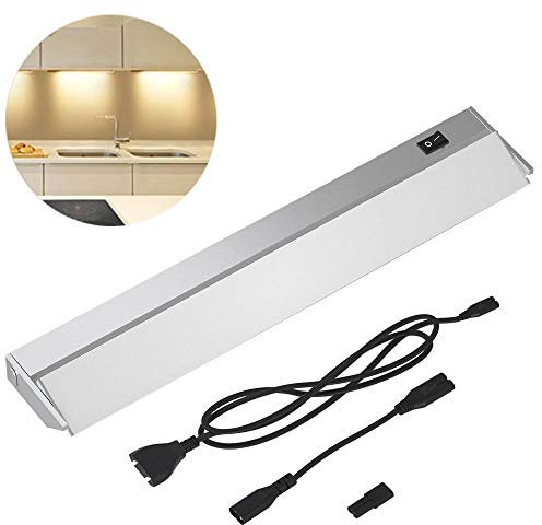 BAKAJI Lampada Luce Sottopensile Cucina Lunghezza 60cm Barra 60 LED 10W Bianco Naturale 4000K Alta Luminosità 800LM Faretto Slim Sotto pensile per Mobili in Alluminio con Paralume Orientabile