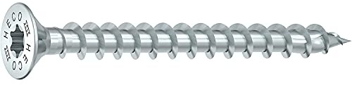 HECO SCHRAUBEN, Vis Topix Plus, 6,0 x 90, tête fraisée à poches de fraisage, HECO-Drive, filet total variable, zingué blanc, A3K, 100 pièces, boîtes VARIANTA pour professionnels