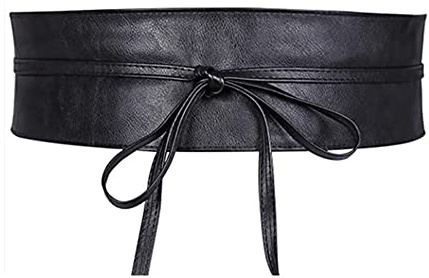 Liitata Ceinture Large pour Femme - À Nouer en Cuir - Tendance Cinch Arc pour Robe, Pull, Manteau - Noir, Taille Unique