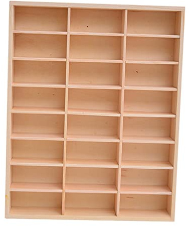Perfeclan Wooden Diecast Car Display Rack Diecast Toys Organizer Storage Multiuse Action Figures Display Shelf for Counter Business Home Retail, 24 Grid