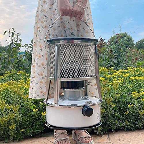 Portable White Kerosene Heater 6l,Petroleum Stove for Indoors,Efficient Kerosene Stove Burner 0.25l/h,Without Electricity Oil Heater,Outdoor Camping Tent Paraffin Heating,White-6L-32.5×32.5×47cm