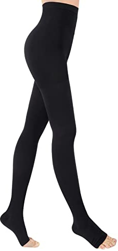 Evolyline Medical Compression Tights for Women & Men 20-30 mmHg, Open Toe Compression Pantyhose, Toeless Graduated Support Tights Compression Socks Stockings for Varicose Veins Edema Flight Nursing