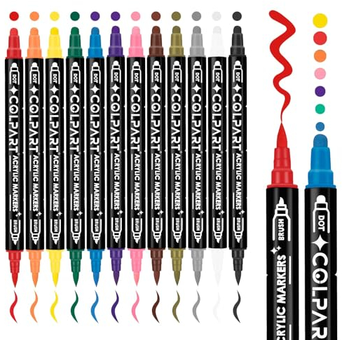 colpart 12-Farben Marker Set, Dual Tip (Breit & Fein) Skizzenstifte für Künstler, Designer und Erwachsenen-Illustrationen, Schnelltrocknende Premium-Tinte