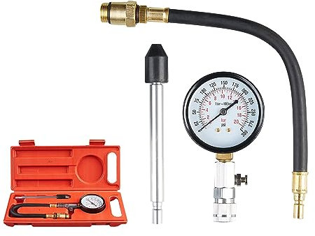 KATSU Benzinmotor-Kompressionstester-Set, Kraftstoffmotor-Zylinder-Manometer-Leckagetest-Werkzeug M14 M18
