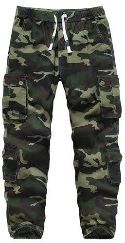APTRO Cargo Combat Trousers for Men UK Camo Tactical Mens Trousers Work Trousers Cotton Joggers with Multiple Pockets Green Camouflage M
