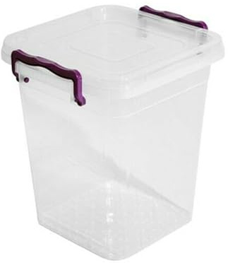 Set Of Two Plastic Storage Box Boxes Lid Handles Food Container Home Kitchen Office Box UK (5L Deep)