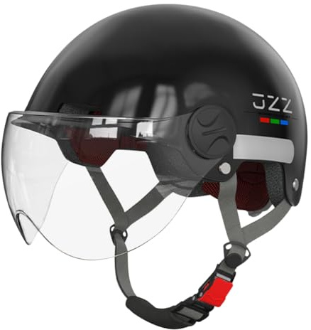ACMEDE Casque de Scooter Vélo Casquette avec Bande réfléchissante, Casque Trottinette Electrique Adulte, Casque Vélo Casque Skate avec visière HD pour Adultes Et Jeunes 55-63CM