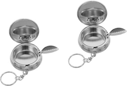 iplusmile Portable Ashtray Keychain Metal Mini Pocket Ashtrays with Lid 2-Pack Odorless Travel Smoking Accessory for Camping Hiking Outdoors