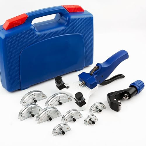 TOOSOAR Dobladora de Tubos Manual de 5-12 mm,Rango de Doblado 0-90°,con Cortatubos y Escariador de Curvado Inverso,para Cobre