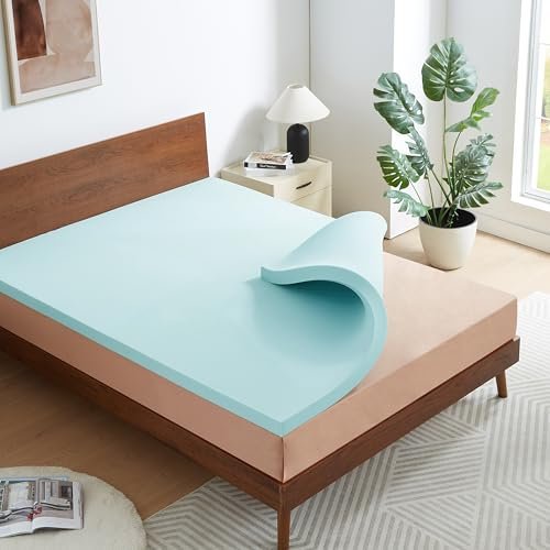 CASABEL Sobrecolchon 140x190 cm - Topper 4 cm de Espuma Viscoelástica con Gel, Ergonómico y Transpirable - Cubre Colchon para Cama Doble, Canapé y Sofá Cama