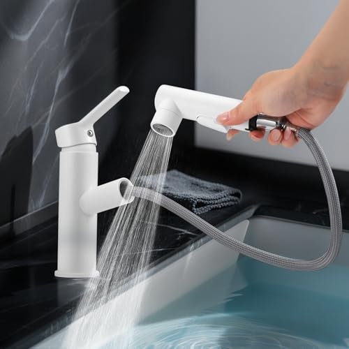 Rubinetto Bagno Lavabo Con Doccetta Estraibile a 3 Modalità, Rubinetto Lavandino Bagno Lavabo e Bidet Coppia, Ubinetti Monocomando con Doccetta Miscelatore Monocomando in Otton