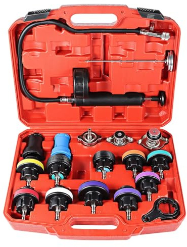 Coolant Pressure Tester Kit 18pcs Coolant Leak Repair Pressure Testing Tool Water Tank Leak for Cooling System