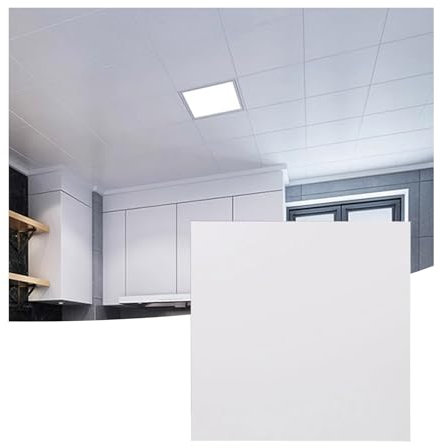 LVLDAWA Dalles Plafond Suspendu, Panneaux Revêtement Acoustiques Imperméables, Gousset Décoratif Aluminium Plafond D'usine pour Cuisine Salle Bain(B-60X60CM)