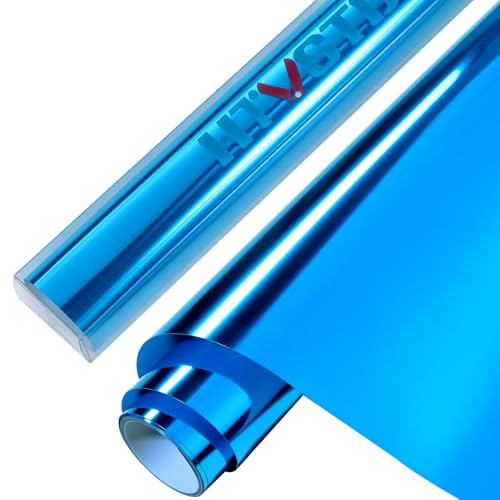 HTVSTD Blue Metallic HTV Roll-12 x8ft Holographic HTV Cobalt Blue Heat Transfer Vinyl Blue Chrome Metallic Iron on Vinyl for T-Shirt
