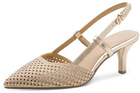 MARCO TOZZI Décolleté da Donna Morbido Plantare Feel Me Fodera Morbida alla Moda, Metallico (Gold), 38 EU