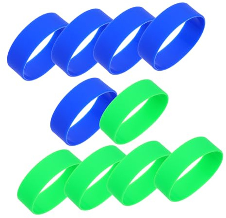 OSALADI 10Pcs Heat Resistant Elastic Silicone Bands for Sublimation DIY Craft Supplies Durable Water Bottle Wraps with Green Blue Rings Practical Tumbler Tape for Leak Prevention and Easy