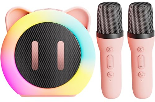 Karaoke per Bambin, Karaoke con Microfono, Karaoke Cassa con 2 Microfoni,Regalo karaoke bambina, Giochi Bimba Regalo Compleanno per 3, 4, 5, 6, 7, 8, 9,10,11,12+ Anni