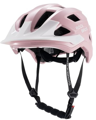 ROCKBROS Casco Bici Bambino Ragazze Casco da Bicicletta Ventilazione con Visiera Rimovibile, Caschetto Protettivo per MTB Ciclismo Skateboard Pattinaggio Regolabile 54-58cm, Rosa