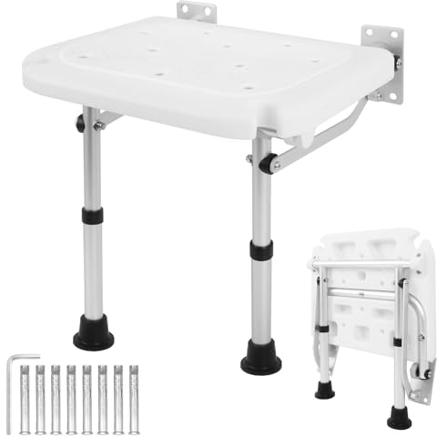 Silla para Ducha para Personas Mayores, Asiento de Ducha abatible Montada en la Pared, Taburete Baño Altura Ajustable,para Personas Mayores, Movilidad Reducida, Carga máx. 180 kg