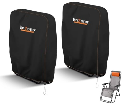 Enzeno Funda protectora para sillas plegables, 2 unidades, impermeable, resistente al viento, anti UV, resistente al polvo, para muebles de jardín, silla plegable (71 x 110 cm)