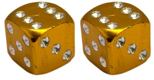 cyclingcolors 2X Tapas Tapones de Válvula Forma Dado Aluminio Schrader neumático Bicicleta Moto Coche Quad Patinete, Dorado
