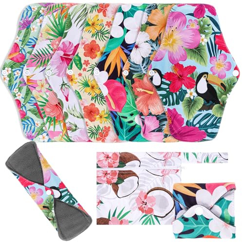 XEPST Compresas Reutilizables, Compresas de tela, Salvaslip Reutilizable Protectores de ropa interior de tela Lavables para la Menstruación, 7 Piezas