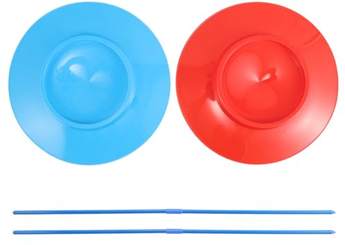 JECOMPRIS 2 Platos de Malabares con Palos, Juguetes de Plástico para Desarrollar La Habilidad de Girar, Ideales para Niños Y Adultos. Juego de Coordinación para Principiantes, Fiestas,