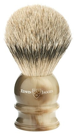 Edwin Jagger Imitation Horn Shaving Brush (Silver Tip) Large