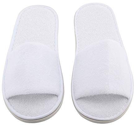 EKdirect 10 Pairs Disposable Slippers Spa Towelling Open Toe Guest Shoes
