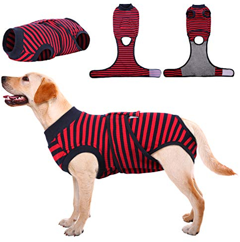 Kuoser Hundebody Nach Op, Hundebody Nach Kastration Rüde Hündin,Hundebody Nach Op Hündin, Atmungsaktiv Body Für Hunde Nach Op,Leckschutz Hund, Anti-Wundlecken Op Body Hund,Rot XXL