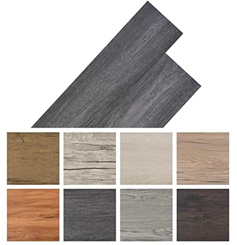 Tidyard PVC Laminat Dielen Selbstklebend Vinyl Boden Bodenbelag Fußboden Planke Vinylboden Designboden 5,21 m² 2 mm Schwarz und Weiß