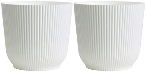 Olly & Rose Oxford Lot de 2 pots de fleurs en plastique pour intérieur et extérieur pour jardin et maison Blanc 14 cm