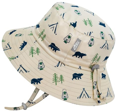 JAN & JUL 50+ UPF Baby Boy Sun-Hat, with Adjustable Strap, Cotton (M: 6-24 Months, Bear Camp)