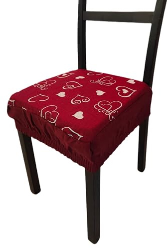 SalGiu Cuscini Sedia Con Fascia Elastica (set da 6) Fantasia Cuori Imbottito Sfoderabili 40x40 (Bordeaux)