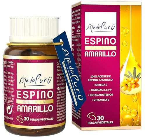 Omega 7 Espino Amarillo | Extracto Patentado Omega 3 6 7 9, Vitamina E, Betacarotenos | Salud de Piel, Mucosas y Sistema Cardiovascular | 30 Cápsulas Veganas | Estado Puro TONGIL