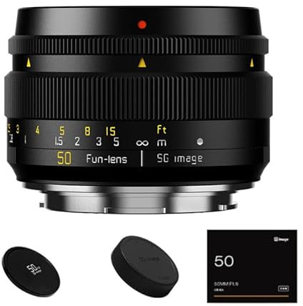 SGimage F1.8 - Objetivo de retrato MF de 50 mm con apertura variable para efectos bokeh únicos, para cámaras con montaje M43, construcción metálica ligera, 311 g