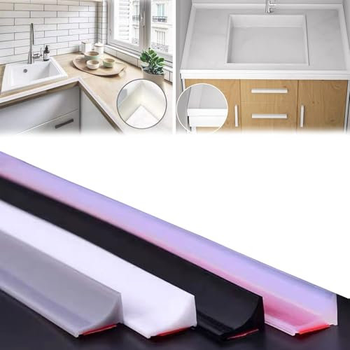 Tkekruh Paratie Antiallagamento, Barriera Doccia Ferma Acqua Silicone, Arresto doccia autoadesivo, Barriera d'acqua per doccia, Barriera Antiallagamento per Guarnizione Doccia Sottoporta (Bianco, 1 m)