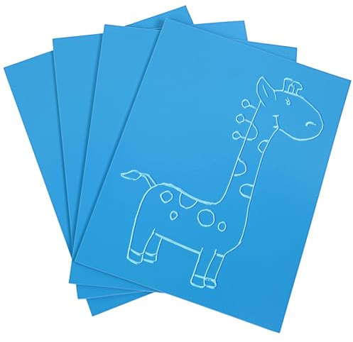 COOZEE Juego de 4 placas de linóleo de goma blanda, superficie plana, para grabado, sellos, manualidades y proyectos de impresión, 22 x 30 cm, color azul