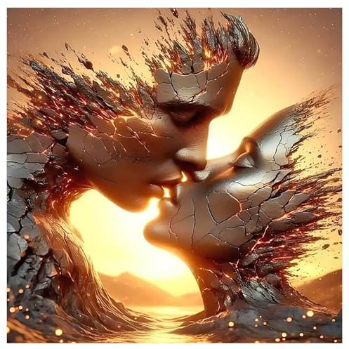 SHEGZHUC Diamond Painting Couples Kiss 30 x 30 cm Diamond Painting Hardcore Couples Diamond Painting Sunset Mosaic Diamond Painting Art Embroidery Cross Stitch Pictures Gift Wall Decoration