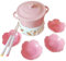 KANLVU Ceramics Chocolate Fondue Set Pink Cheese Fondue Sets with Lid Ice Cream Dessert Butter Warmer Set Chocolate Melting Pot