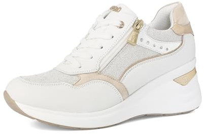 Scarpe da Ginnastica Donna Colorate e Strass Laterali con Leggero Tacco, Chiusura con Lacci e Cerniera